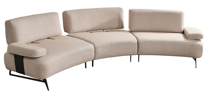 Casa Padrino Luxus Sofa mit verstellbaren Rückenlehnen Beige / Schwarz 350 cm
