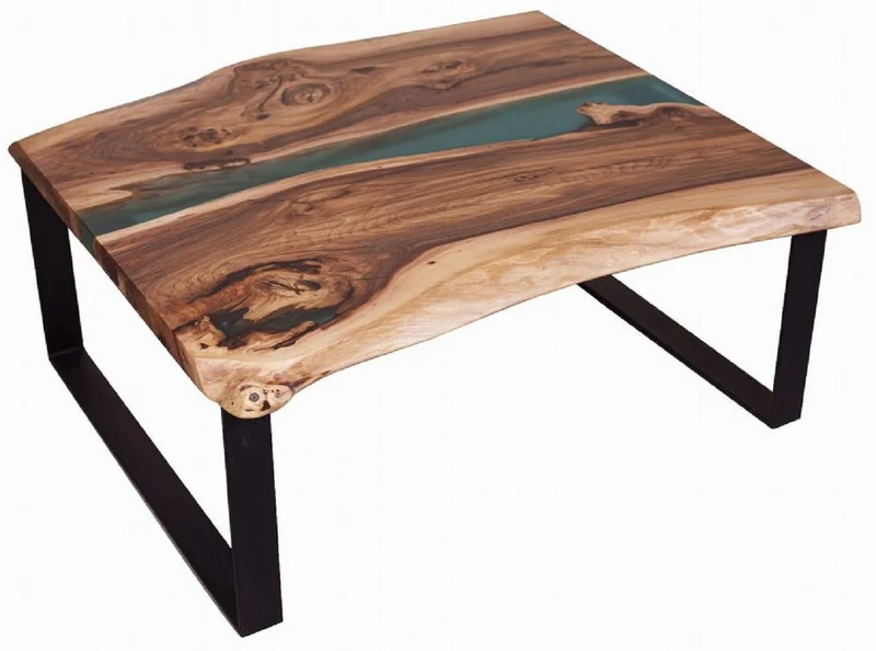 Casa Padrino Luxus Couchtisch Braun / Naturfarben / Grün / Schwarz 95 cm