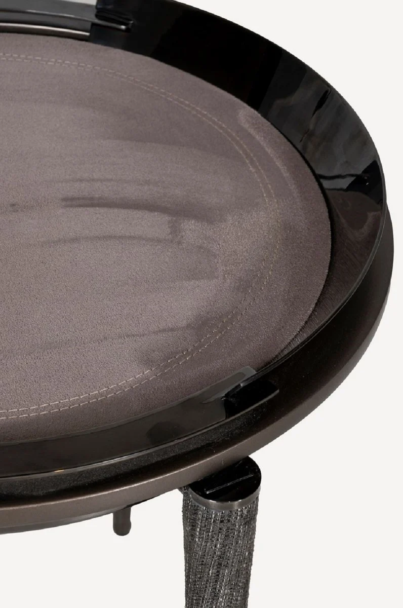 Casa Padrino Luxus 3-Bein Beistelltisch Grau / Schwarz / Bronze Ø 53 x H. 55,16 cm - Runder Wohnzimmer Beistelltisch - Hotel Tisch - Wohnzimmer Möbel - Hotel Möbel - Luxus Qualität