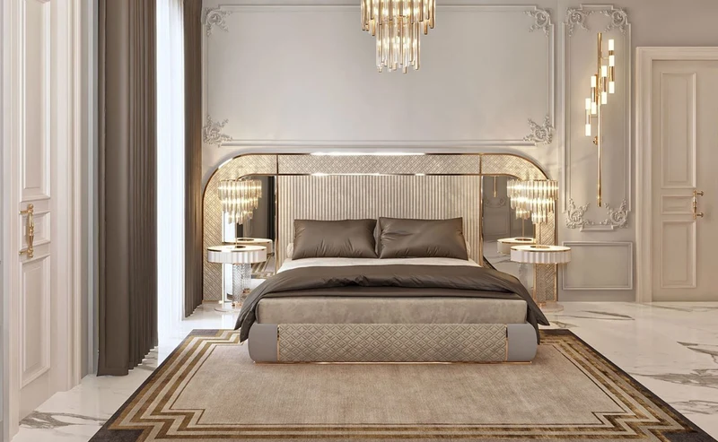 Casa Padrino Luxus Art Deco Nachtkommode Weiß / Grau / Gold 60 x 45 x H. 66 cm - Nachttisch mit Schublade und Kunstmarmor Platte - Art Deco Schlafzimmer Möbel - Luxus Schlafzimmer Möbel