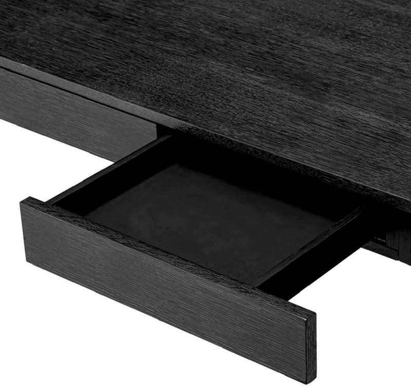 Casa Padrino Luxus Schreibtisch mit 3 Schubladen Schwarzgrau / Bronze 180,5 x 80 x H. 76 cm - Bürotisch - Computertisch - Büro Möbel - Luxus Möbel - Luxus Einrichtung - Luxus Qualität