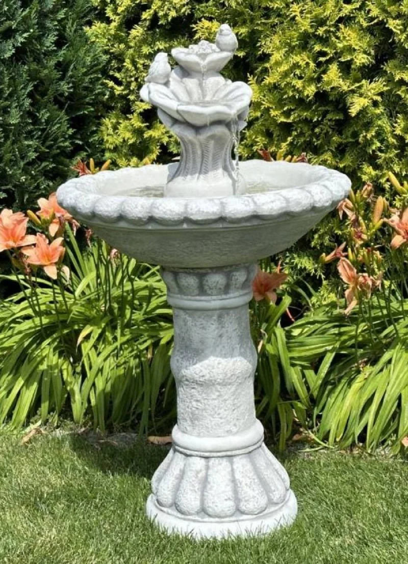 Casa Padrino Barock Springbrunnen Grau Ø 63 x H. 109 cm