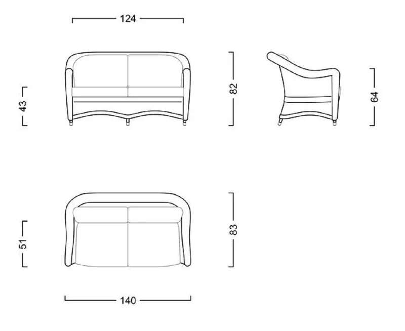 Casa Padrino Luxus 2er Gartensofa Dunkelbraun / Weiß / Braun 140 cm
