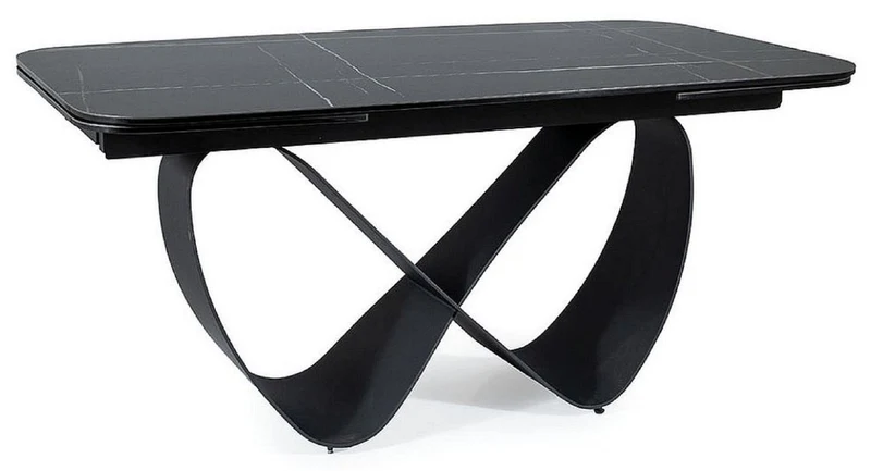 Casa Padrino Luxus Esstisch Schwarz / Matt Schwarz 160-240 x 95 x H. 76 cm - Ausziehbarer Küchentisch mit gehärteter Glaskeramik Tischplatte - Esszimmer Möbel - Luxus Möbel