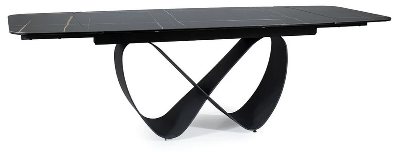 Casa Padrino Luxus Esstisch Schwarz / Matt Schwarz 160-240 x 95 x H. 76 cm - Ausziehbarer Küchentisch mit gehärteter Glaskeramik Tischplatte - Esszimmer Möbel - Luxus Möbel
