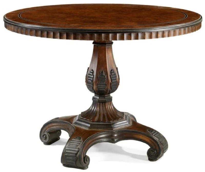 Casa Padrino Luxus Barock Esstisch Dunkelbraun / Schwarz - Runder Massivholz Esszimmertisch im Barockstil - Barock Esszimmer & Hotel Möbel - Luxus Qualität - Made in Italy