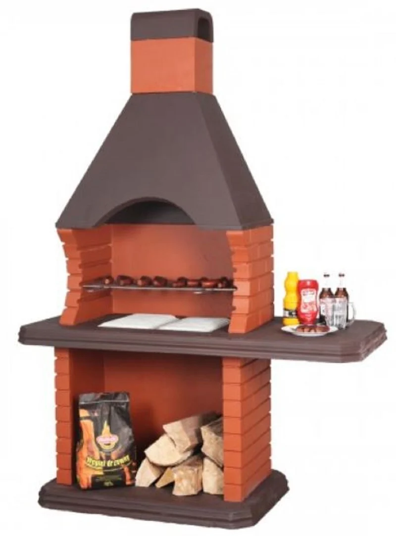 Casa Padrino Luxus Gartengrill Orange / Braun 160 x 74 x H. 232 cm - Beton Grillkamin - Luxus Garten Accessoires