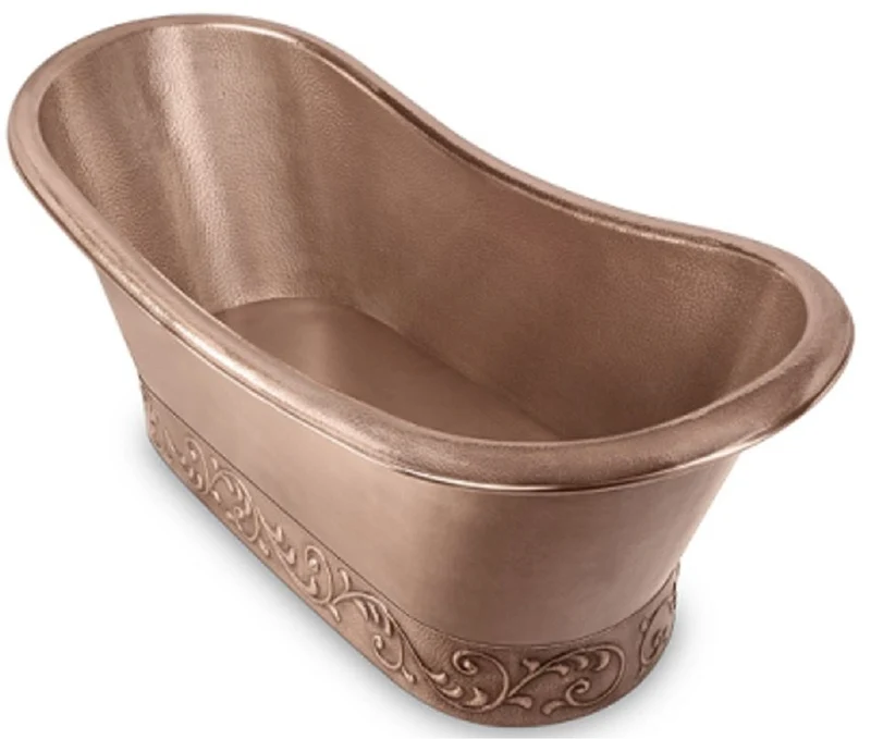 Casa Padrino Luxus Jugendstil Kupfer Badewanne 177,8 x 76,2 x H. 71,1 cm - Freistehende Retro Badewanne - Rustikale Kupfer Badezimmer Möbel