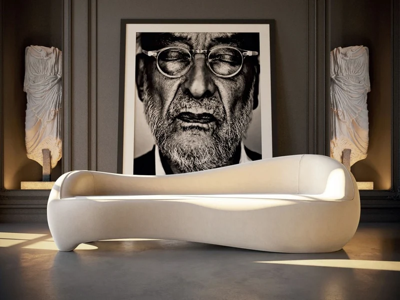 Casa Padrino Luxus Samt Sofa Creme 280 x 105 x H. 68 cm - Wohnzimmer Sofa - Hotel Sofa - Wohnzimmer Möbel - Hotel Möbel - Luxus Möbel