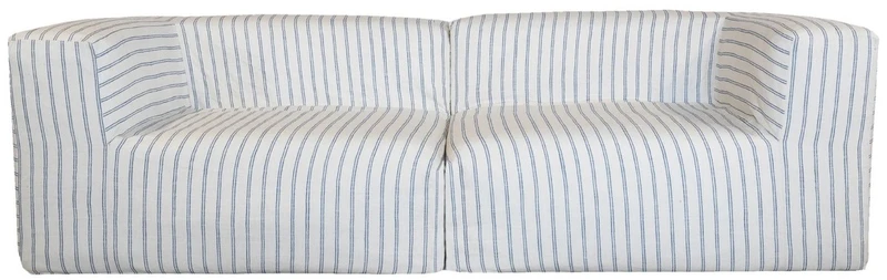 Casa Padrino Luxus Wohnzimmer Sofa mit Streifen Weiß / Blau 250 cm