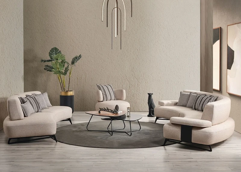 Casa Padrino Luxus Sessel Beige / Schwarz Ø 95 x H. 88 cm