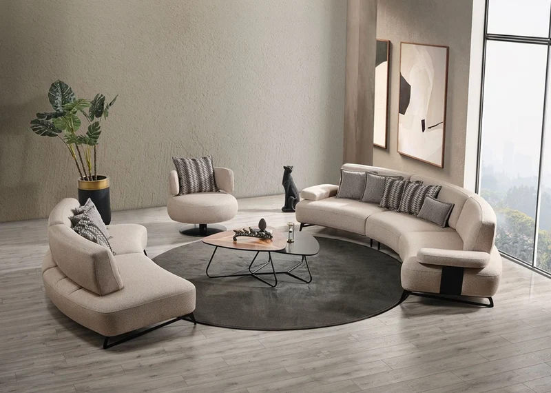 Casa Padrino Luxus Sessel Beige / Schwarz Ø 95 x H. 88 cm