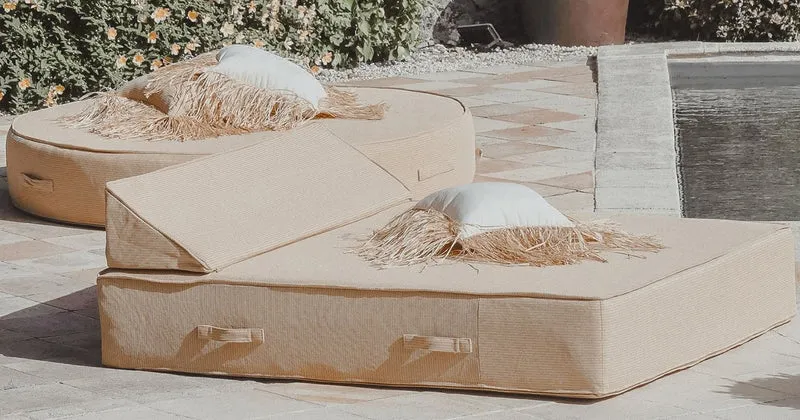 Casa Padrino Luxus Doppel Gartenliege Beige 180 x 160 cm