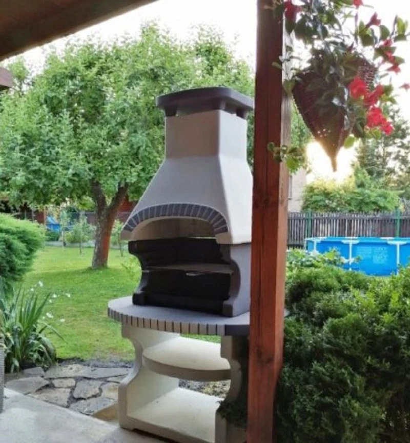 Casa Padrino Luxus Gartengrill Hellgrau / Grau 98 x 62 x H. 170 cm - Beton Grillkamin - Luxus Garten Accessoires