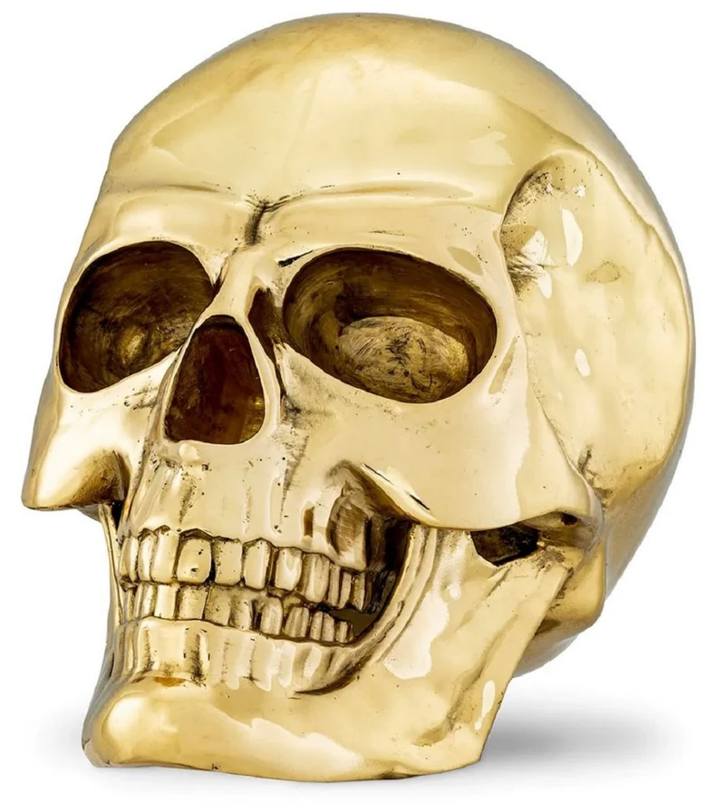 Philipp Plein Luxus Designer Deko Totenkopf Gold 14 x 22 x H. 16 cm