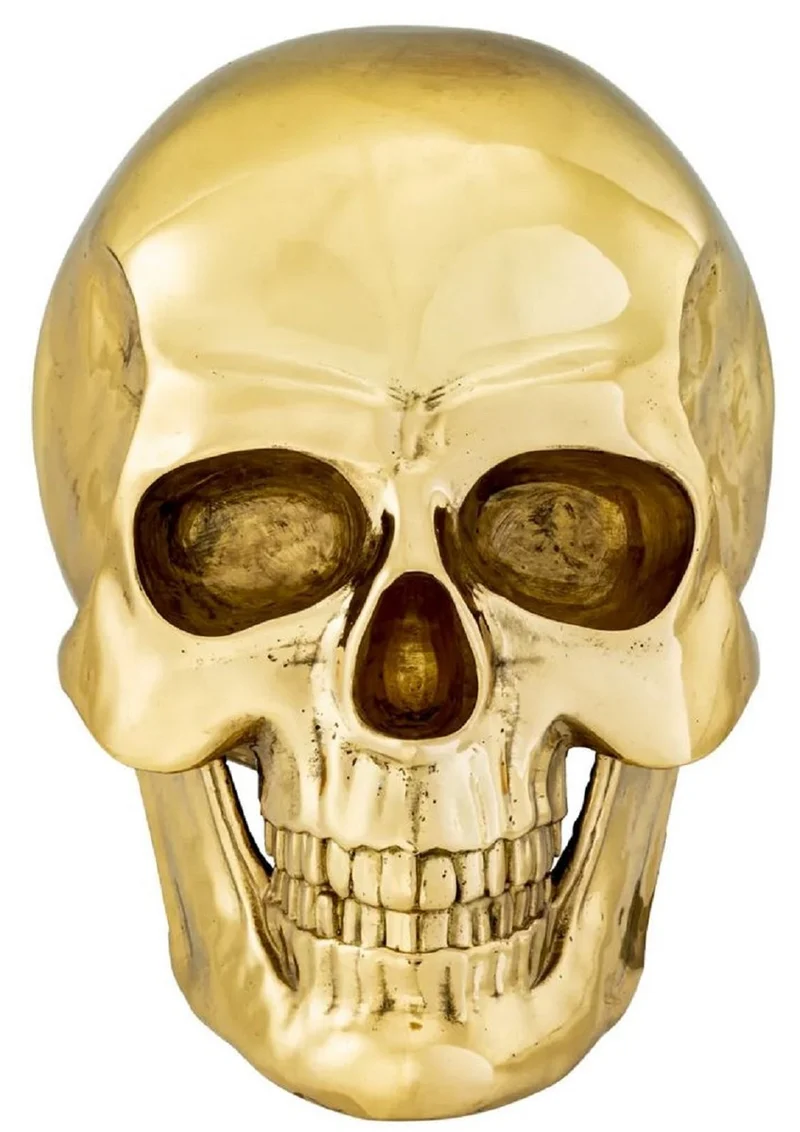 Philipp Plein Luxus Designer Deko Totenkopf Gold 14 x 22 x H. 16 cm