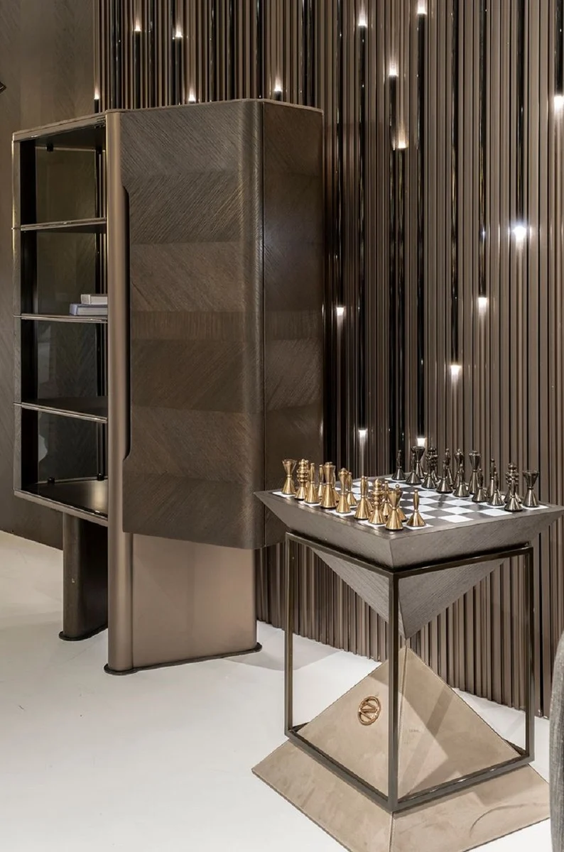 Casa Padrino Luxus Vitrine Dunkelbraun / Bronze 105,95 x 48,15 x H. 170 cm - Vitrinenschrank mit Tür - Hotel Möbel - Luxus Möbel - Luxus Kollektion