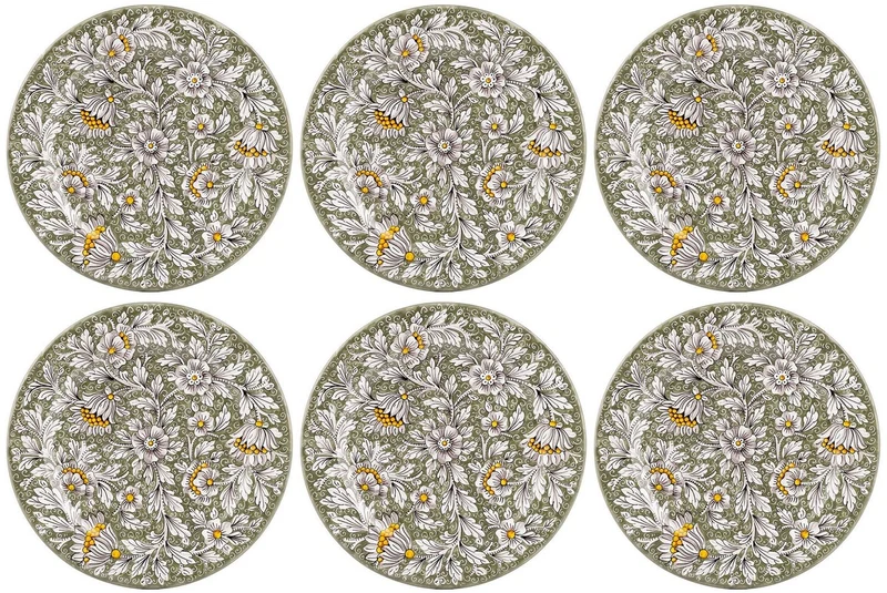 Casa Padrino Luxus Keramik Teller 6er Set Olivgrün Ø 32 cm - Made in Italy