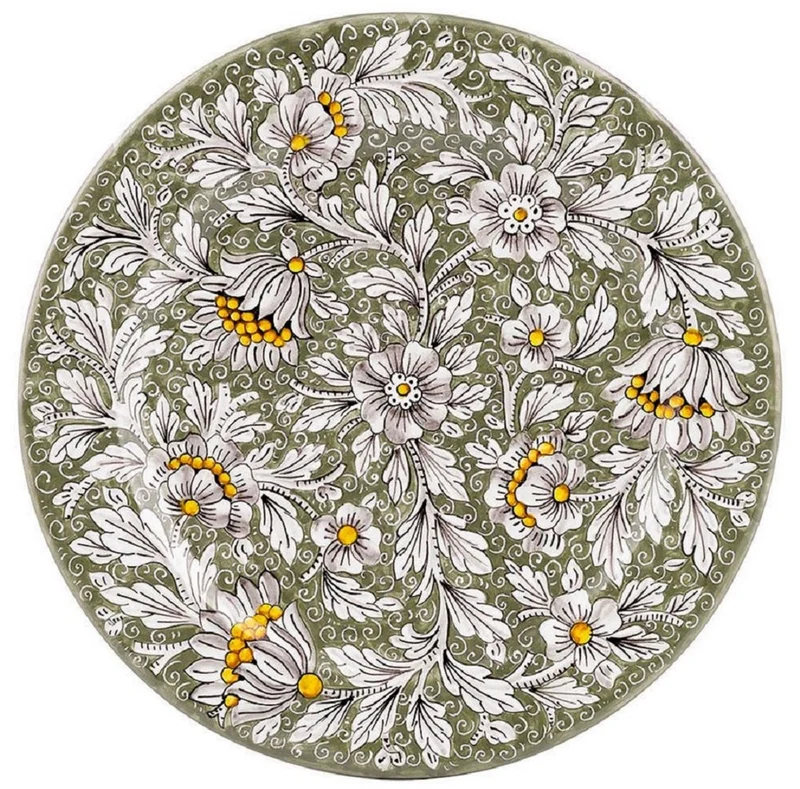 Casa Padrino Luxus Keramik Teller 6er Set Olivgrün Ø 32 cm - Made in Italy