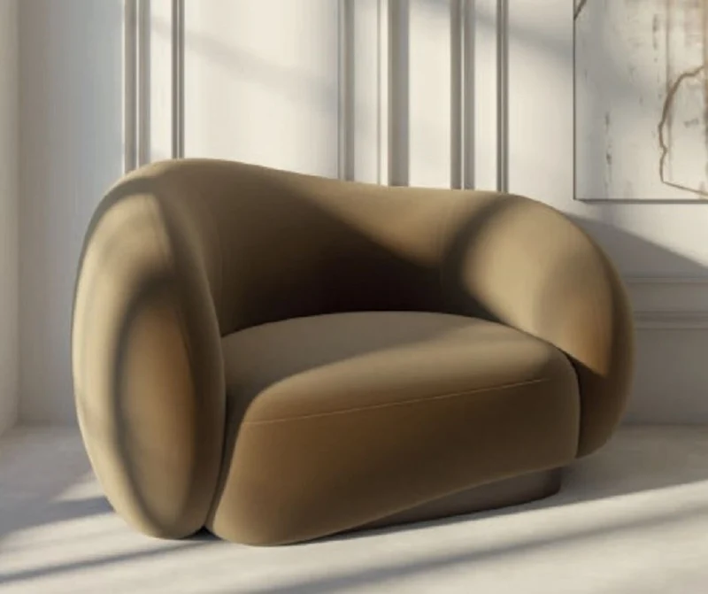 Casa Padrino Luxus Samt Sessel linke Seite Braun / Dunkelbraun 110 x 105 x H. 78 cm - Wohnzimmer Sessel - Hotel Sessel - Wohnzimmer Möbel - Hotel Möbel - Luxus Möbel