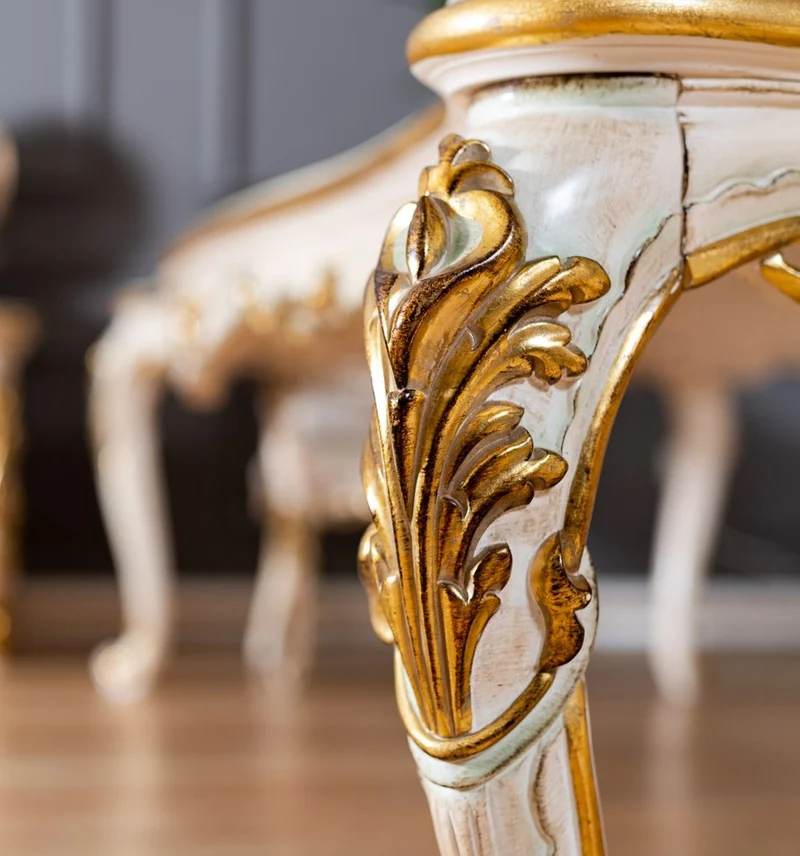 Pompöös by Casa Padrino Luxus Barock Esstisch Provence Beige / Weiß / Gold - Pompööser Barockstil Esszimmertisch designed by Harald Glööckler