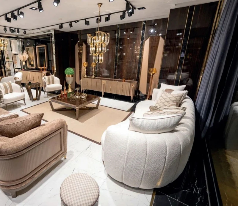 Casa Padrino Luxus Sofa Weiß / Braun - Wohnzimmer Sofa - Hotel Sofa - Wohnzimmer Möbel - Hotel Möbel - Luxus Möbel