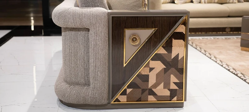 Casa Padrino Luxus Sofa Grau / Braun / Gold - Wohnzimmer Sofa - Hotel Sofa - Wohnzimmer Möbel - Hotel Möbel - Luxus Möbel