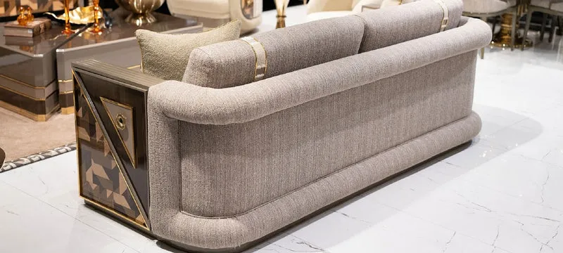 Casa Padrino Luxus Sofa Grau / Braun / Gold - Wohnzimmer Sofa - Hotel Sofa - Wohnzimmer Möbel - Hotel Möbel - Luxus Möbel