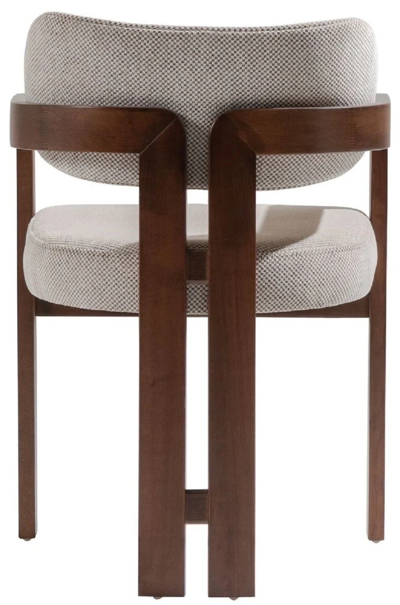 Casa Padrino Luxus Esszimmer Stuhl mit Armlehnen Grau / Dunkelbraun H. 80 cm