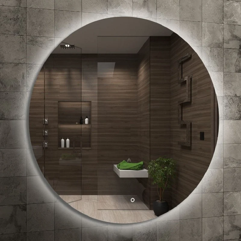 Casa Padrino Luxus Badezimmer Spiegel Ø 60 cm - Runder Wandspiegel mit LED Beleuchtung - Badezimmer Möbel - Badezimmer Accessoires