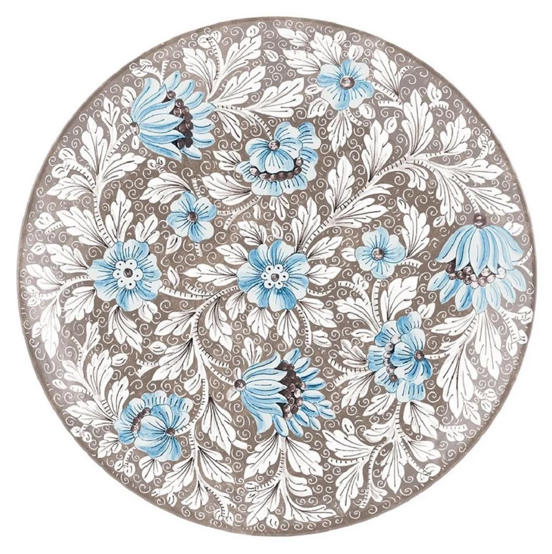 Casa Padrino Luxus Keramik Teller 6er Set Braun / Mehrfarbig Ø 40 cm - Handgefertigte & handbemalte Essteller mit Blumendesign - Hotel & Restaurant Accessoires - Luxus Qualität - Made in Italy