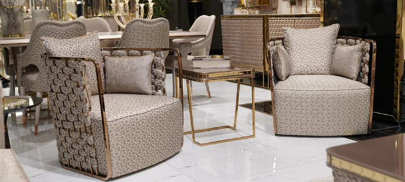 Casa Padrino Luxus Sessel Grau / Gold - Wohnzimmer Sessel - Hotel Sessel - Wohnzimmer Möbel - Hotel Möbel - Luxus Möbel