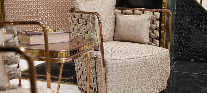 Casa Padrino Luxus Sessel Grau / Gold - Wohnzimmer Sessel - Hotel Sessel - Wohnzimmer Möbel - Hotel Möbel - Luxus Möbel