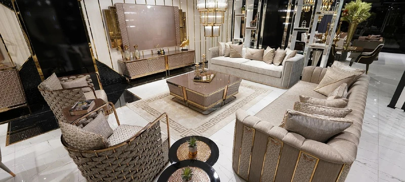 Casa Padrino Luxus Sessel Grau / Gold - Wohnzimmer Sessel - Hotel Sessel - Wohnzimmer Möbel - Hotel Möbel - Luxus Möbel