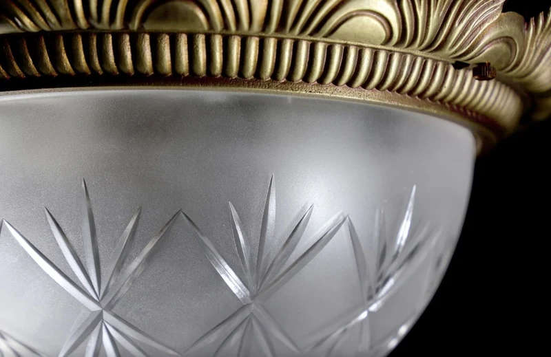 Casa Padrino Luxus Barock Deckenleuchte Messing mit Patina Ø 37 x H. 21 cm - Runde Barockstil Deckenlampe - Barock Leuchten
