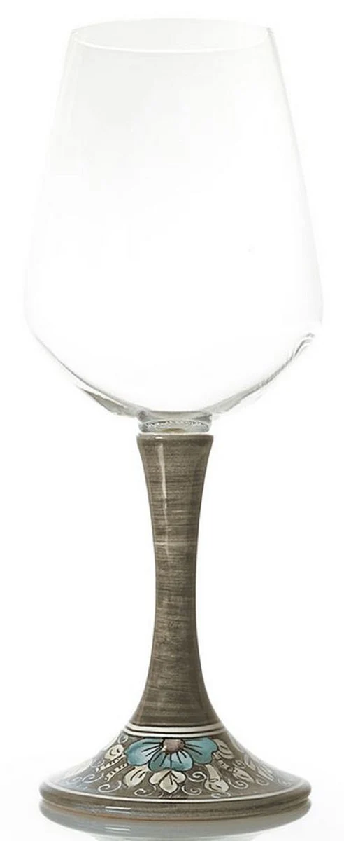 Casa Padrino Luxus Weinglas 6er Set Braun / Mehrfarbig H. 23,5 cm - Handgefertigte & handbemalte Weingläser - Hotel & Restaurant Accessoires - Luxus Qualität - Made in Italy