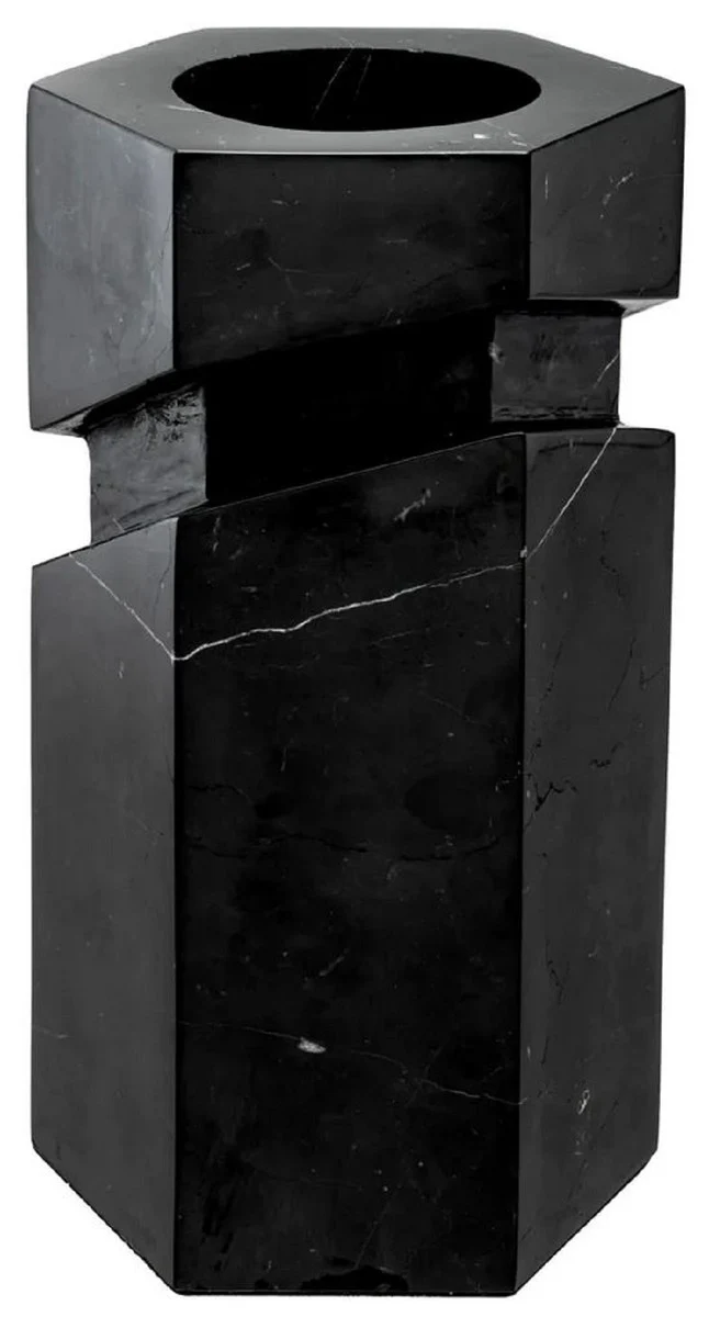 Philipp Plein Luxus Designer Marmor Deko Objekt Schwarz / Gold H. 36 cm