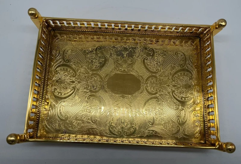 Casa Padrino Luxus Messing Serviertablett Gold 32 cm