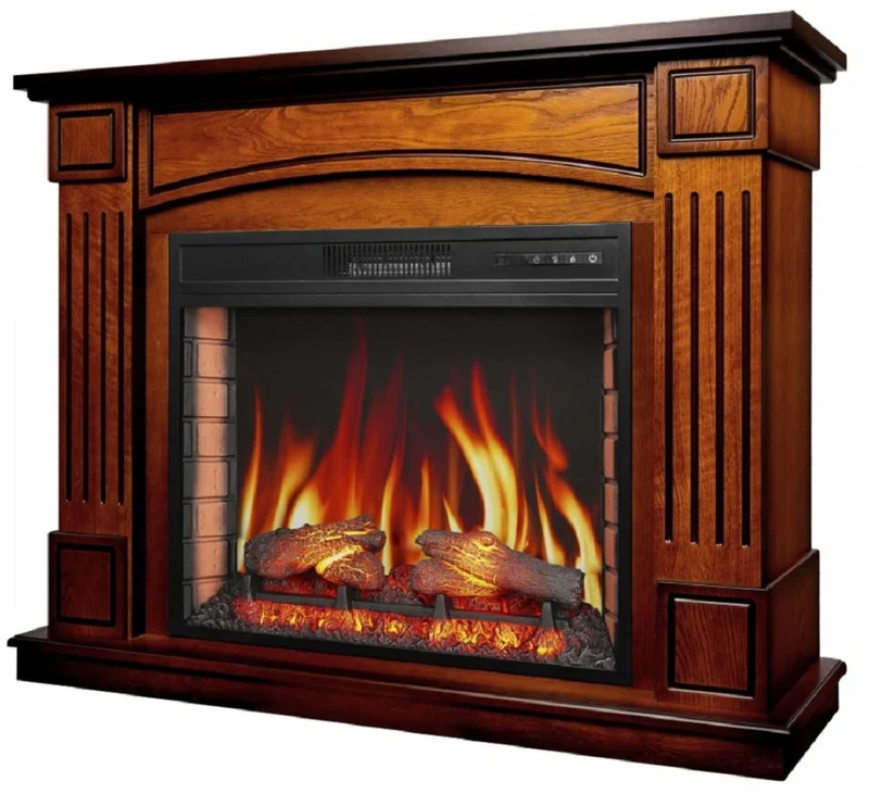 Casa Padrino Barock LED Elektrokamin Braun 114 x 34 x H. 90,3 cm
