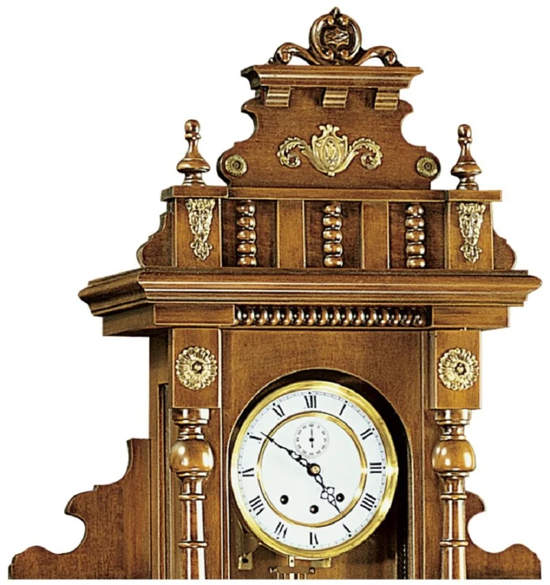 Casa Padrino Luxus Barock Wanduhr Braun / Gold - Prunkvolle Barockstil Uhr - Handgeschnitzte Barock Pendeluhr - Luxus Qualität - Made in Italy