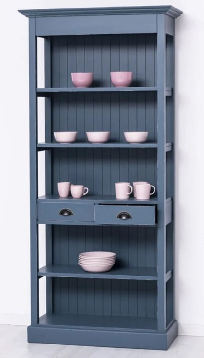 Casa Padrino Landhausstil Shabby Chic Schrank Antik Blau 91 x 39 x H. 197 cm - Landhausstil Esszimmer Schrank - Massivholz Möbel - Landhausstil Shabby Chic Möbel