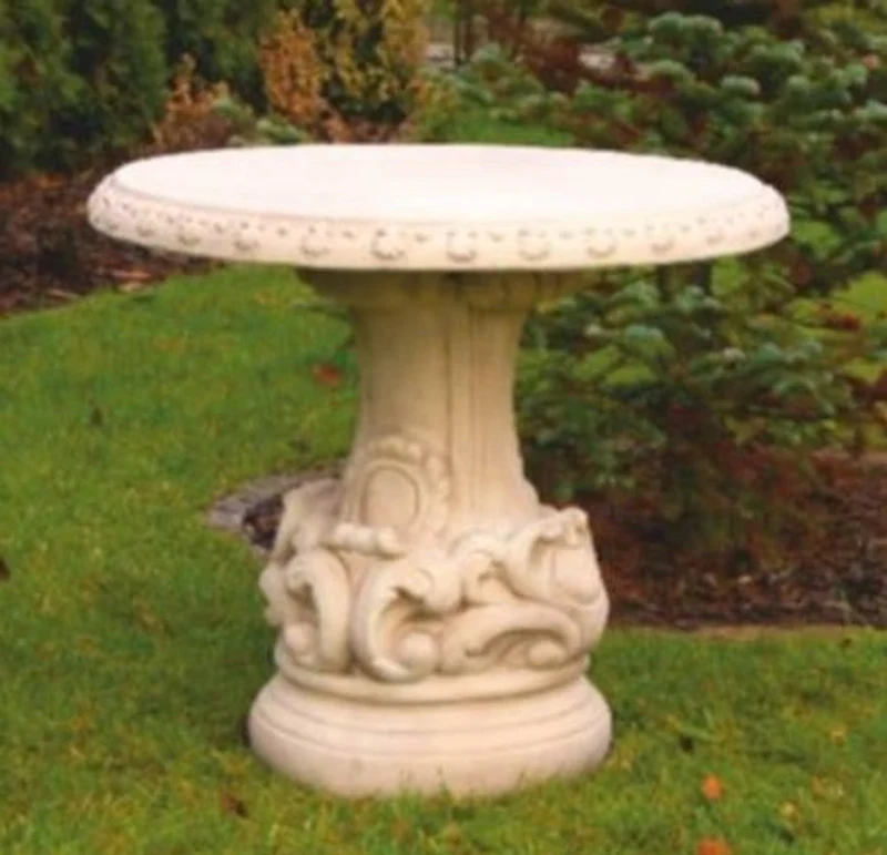 Casa Padrino Barock Gartentisch Hellbeige Ø 87 x H. 78 cm