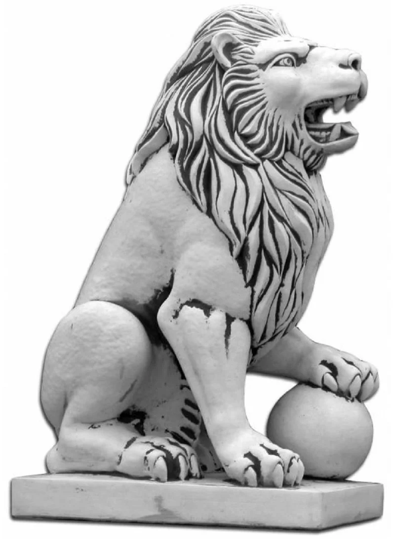 Casa Padrino Barock Garten Deko Skulptur Löwe Grau H. 128 cm - Linke Seite