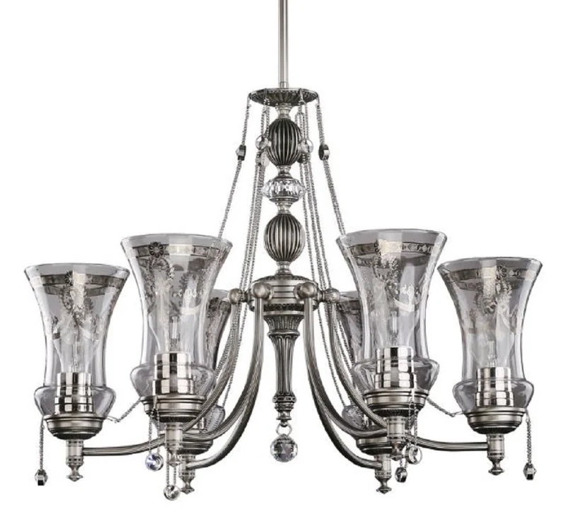 Casa Padrino Luxus Barock Kristall Kronleuchter Silber Ø 60 x H. 65 cm - Prunkvoller Wohnzimmer Kronleuchter im Barockstil - Edel & Prunkvoll