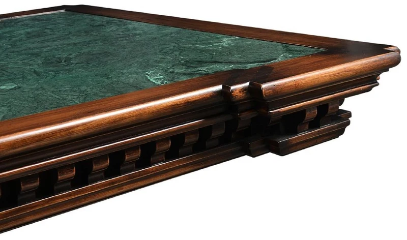 Casa Padrino Luxus Vintage Stil Esstisch Braun / Grün / Messing 250 x 124 x H. 77,5 cm - Rechteckiger Massivholz Esszimmertisch - Esszimmer Möbel - Vintage Stil Möbel - Luxus Möbel