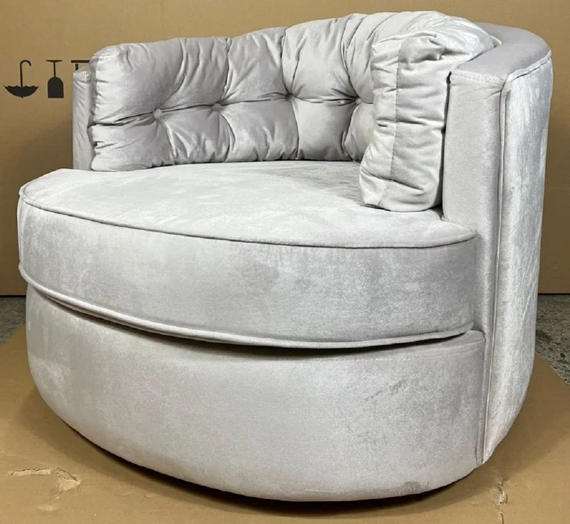 Casa Padrino Luxus Drehsessel Silber 90 x 86 x H. 72 cm - Wohnzimmer Sessel mit edlem Samtstoff - Wohnzimmer Möbel - Luxus Möbel
