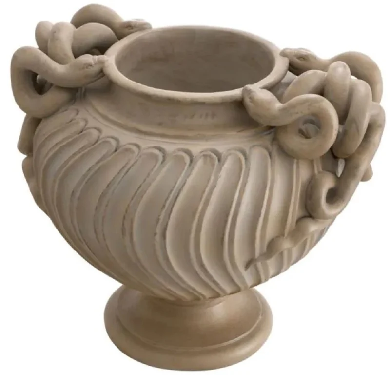 Casa Padrino Luxus Barock Blumentopf Antik Beige H. 48 cm