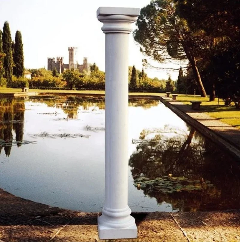Casa Padrino Luxus Barock Säule Grau 32 x 32 x H. 234 cm - Riesige Barockstil Gartensäule aus hochwertigem Carrara Marmorkies - Gartendeko Säule - Luxus Qualität - Made in Italy