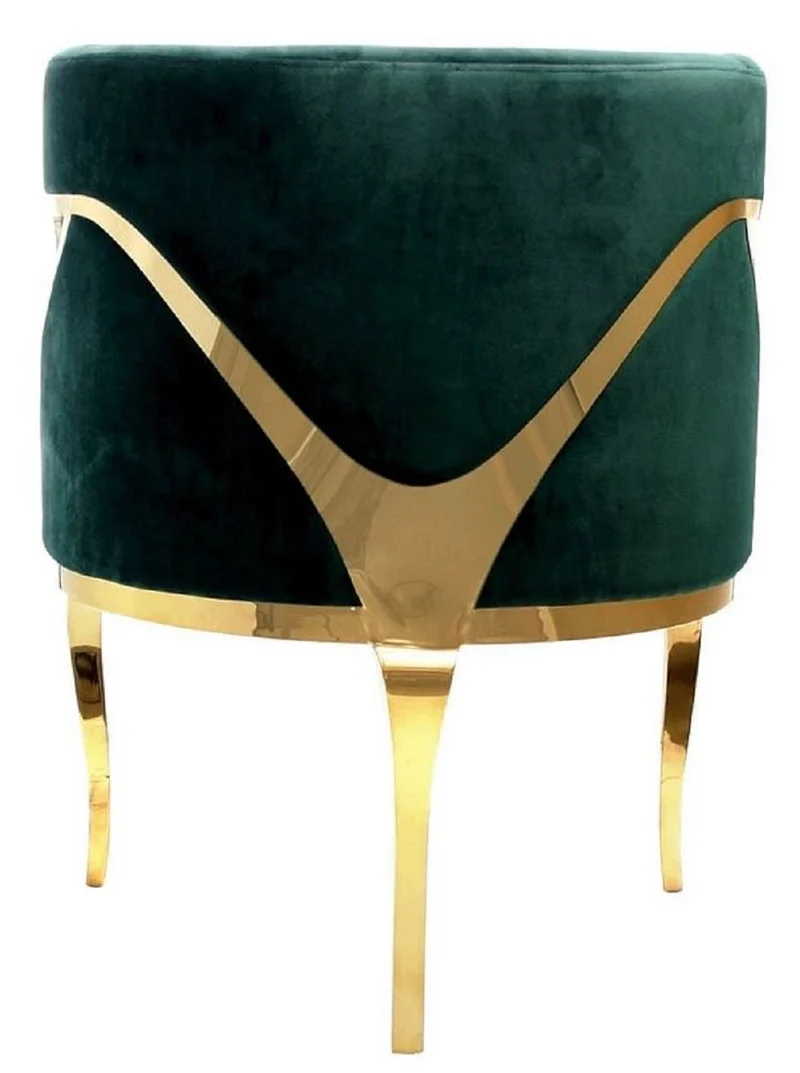 Casa Padrino Luxus Samt Sessel Grün / Gold 78 x 55 x H. 59 cm - Wohnzimmer Sessel - Hotel Sessel - Wohnzimmer Möbel - Luxus Möbel - Wohnzimmer Einrichtung - Luxus Einrichtung - Möbel Luxus
