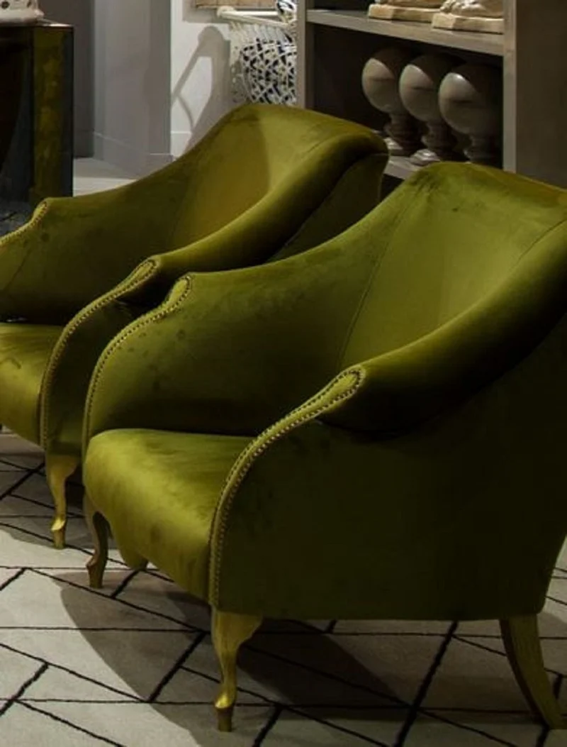 Casa Padrino Luxus Art Deco Sessel Grün 85 x 85 x H. 88 cm - Wohnzimmer Sessel - Hotel Sessel - Wohnzimmer Möbel - Hotel Möbel - Luxus Art Deco Möbel
